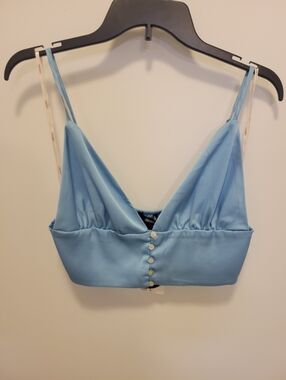 Forever 21 Light Blue Satin Crop Top